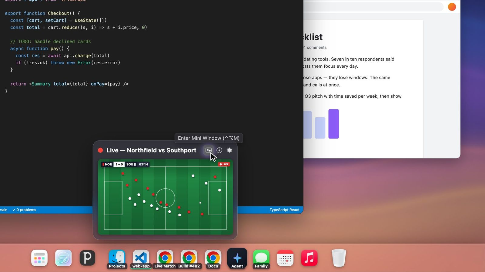 The mini window button in an InfyniDock window preview